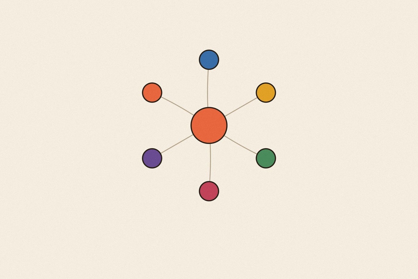 Connected node network diagram illustration for the activity 'Mind Mapping: a genuinely different way to organise your own thinking'
