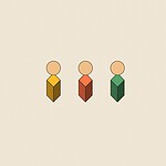 Isometric toy block style illustration with dimensional shading for the family topic 'One Topic, Every Age: getting real mileage out of a single shared activity'