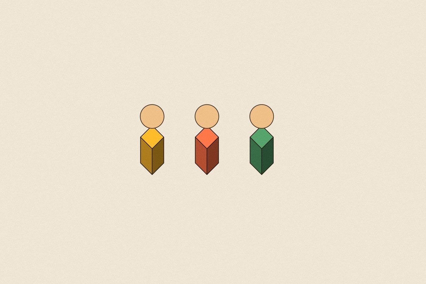 Isometric toy block style illustration with dimensional shading for the family topic 'One Topic, Every Age: getting real mileage out of a single shared activity'