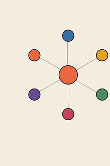 Connected node network diagram illustration for the activity 'The One-Minute Mingle: built for groups too big to meet properly otherwise'