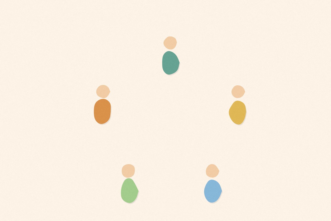 Soft organic blob style illustration with rounded pastel shapes for the activity 'Organized Sports: physical exercise that's also a fast workout for attention'