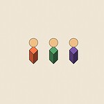Isometric toy block style illustration with dimensional shading for the activity 'The Picture Circle Story: turning random images into one shared tale'