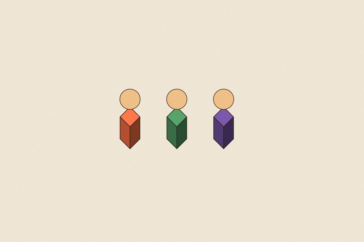 Isometric toy block style illustration with dimensional shading for the activity 'The Picture Circle Story: turning random images into one shared tale'