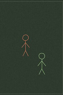 Chalkboard-style line drawing of four figures standing near two small circles, representing protector and bystander roles in a bullying awareness game