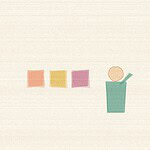 Crayon and wax texture style illustration for the early childhood activity 'The Puzzle Race: a rotating-cube challenge that rewards patience', with soft layered colour and a hand drawn feel