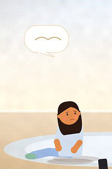 Illustration of two teenagers sitting together on a rug, one looking worried with a phone face down beside them, while a parent sits nearby with a gentle, attentive expression
