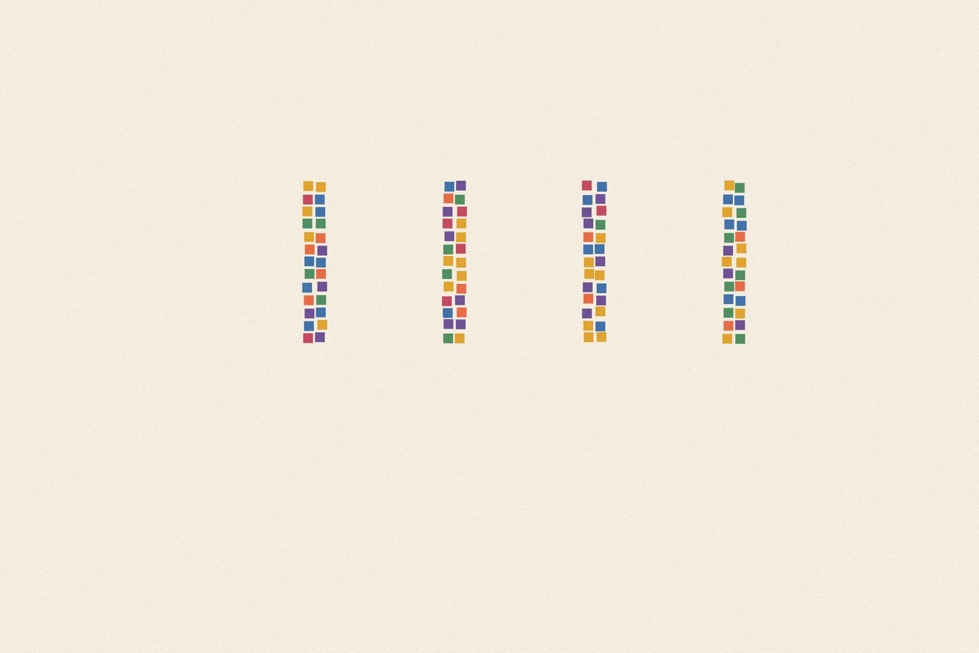 Mosaic tile style illustration made of small colourful squares for the topic 'Same Really, Different Really: holding both truths about each other at once'