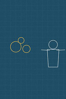 Blueprint style line diagram on a dark grid background for the maths activity 'Shop and Change: learning percentages and money through a pretend shop'