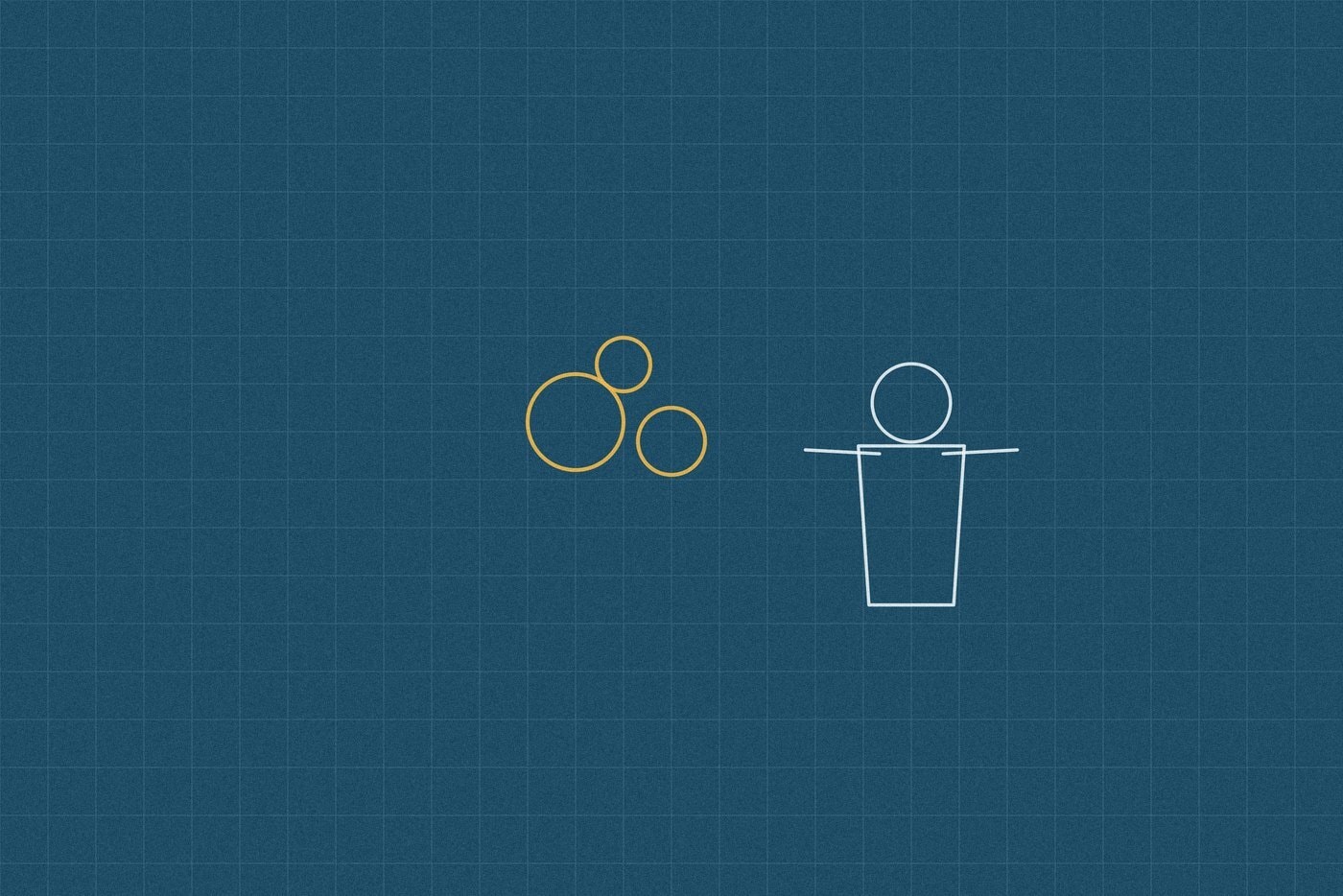 Blueprint style line diagram on a dark grid background for the maths activity 'Shop and Change: learning percentages and money through a pretend shop'