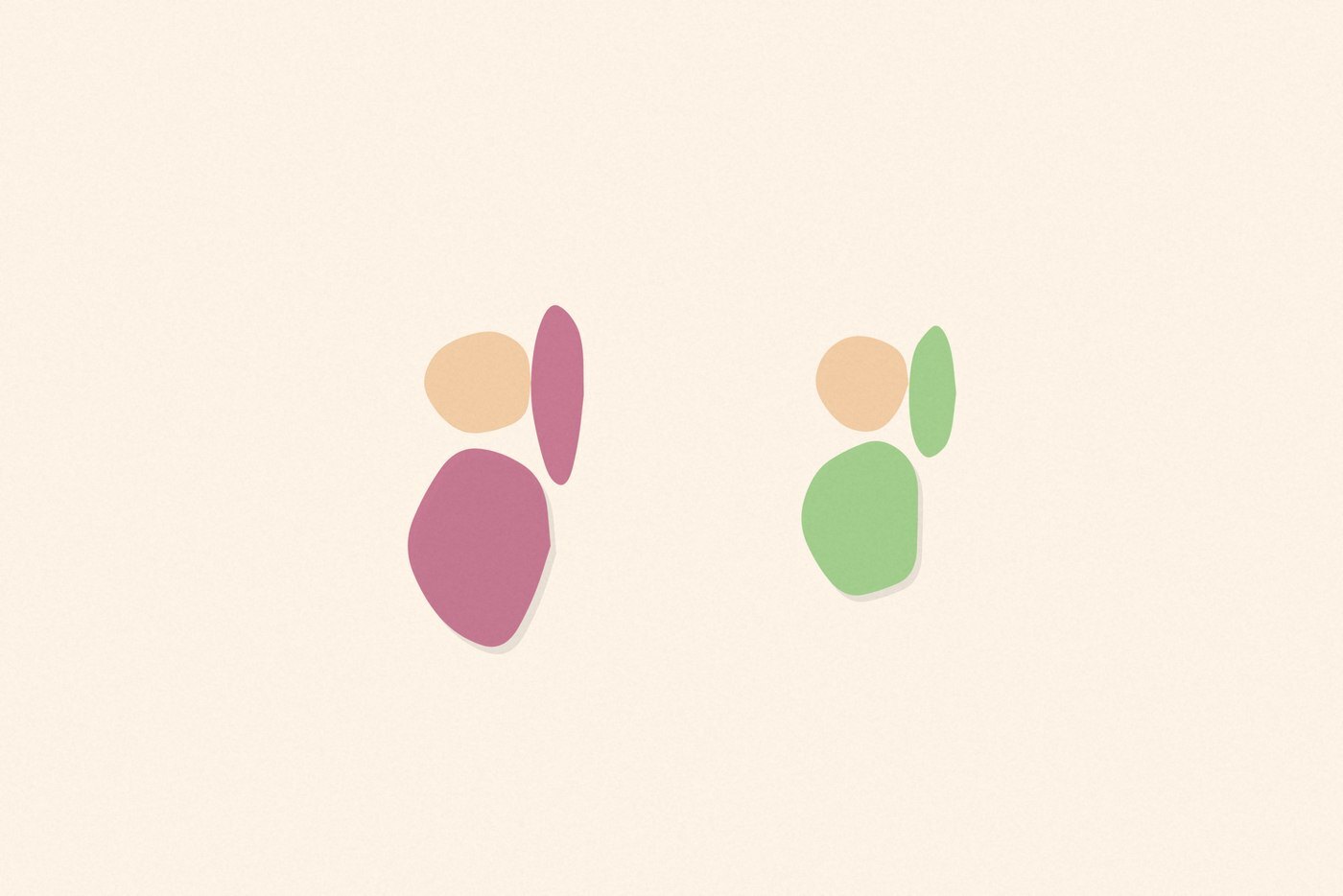 Soft organic blob style illustration with rounded pastel shapes for the activity 'Simon Says: a classic test of listening and self control'