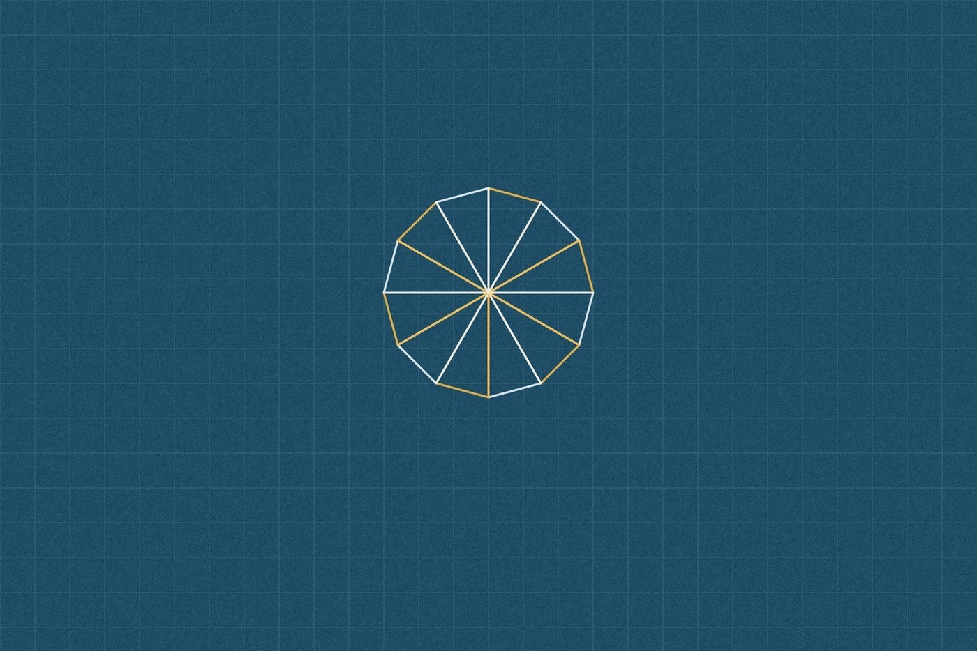 Blueprint style line diagram on a dark grid background for the maths activity 'Slice the Circle: a hands on reason the circle area formula actually works'