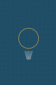 Blueprint style line diagram on a dark grid background for the science experiment 'The Static Balloon: a quick, startling introduction to static electricity'