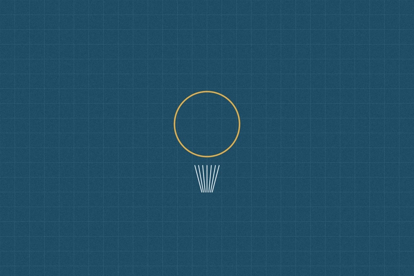 Blueprint style line diagram on a dark grid background for the science experiment 'The Static Balloon: a quick, startling introduction to static electricity'