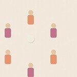 Felt appliqué style illustration of colourful soft rounded figures with dashed stitch borders, arranged for the activity 'Steal the Bone: a silent stealth game'