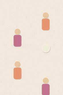 Felt appliqué style illustration of colourful soft rounded figures with dashed stitch borders, arranged for the activity 'Steal the Bone: a silent stealth game'