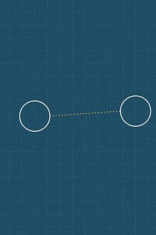 Blueprint style line diagram on a dark grid background for the science experiment 'The String Telephone: a classic experiment that shows how sound actually travels'