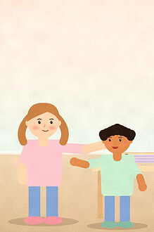 Illustration of a teenager and a parent standing by a table with a notepad showing a short checklist, two items ticked