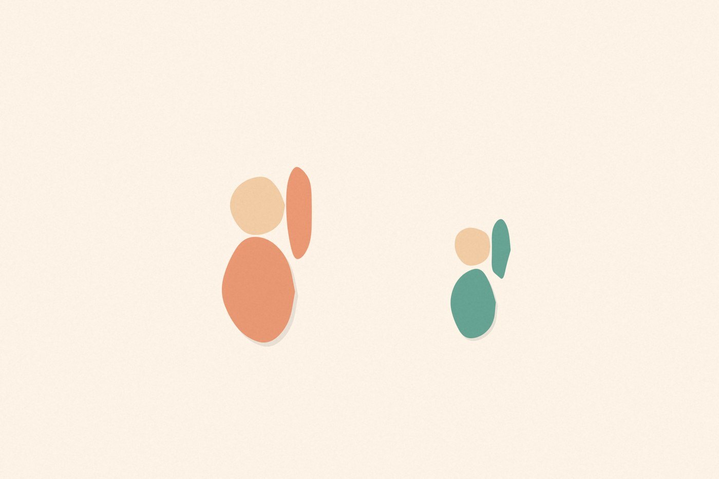 Soft organic blob style illustration with rounded pastel shapes for the activity 'Toddler See, Toddler Do: a simple copying game that builds early focus'