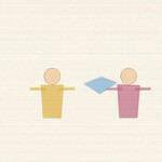 Crayon and wax texture style illustration for the early childhood activity 'The Toy Share Story: puppet theatre for a dispute every child recognises', with soft layered colour and a hand drawn feel