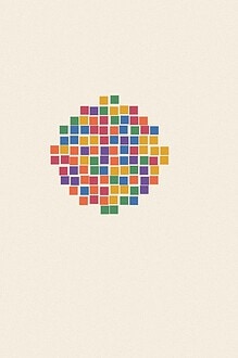 Mosaic tile style illustration made of small colourful squares for the topic 'Watching Critically: enjoying a show without simply absorbing it'