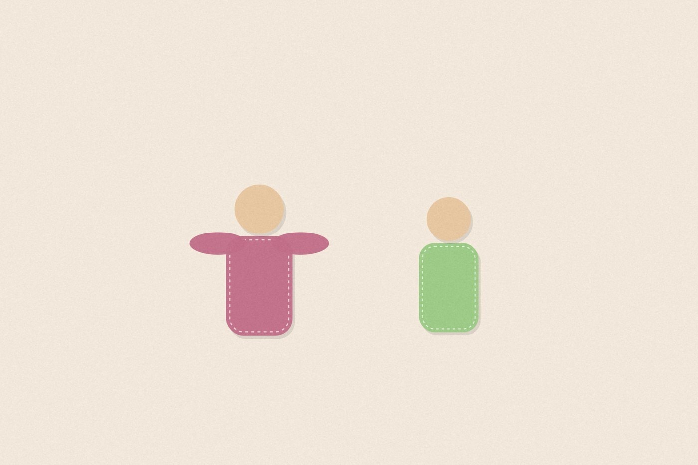 Felt appliqué style illustration of colourful soft rounded figures with dashed stitch borders, arranged for the activity 'The Wheelbarrow Dash: a paired teamwork race'